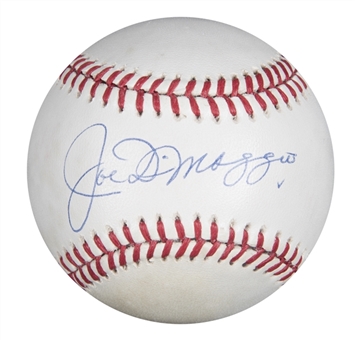 Joe DiMaggio Single Signed OAL Brown Baseball (PSA/DNA)